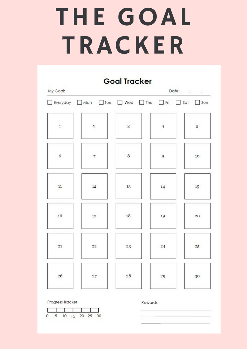 30 Days Monthly Goal Tracker Habit Tracker To Form New Habit Etsy 