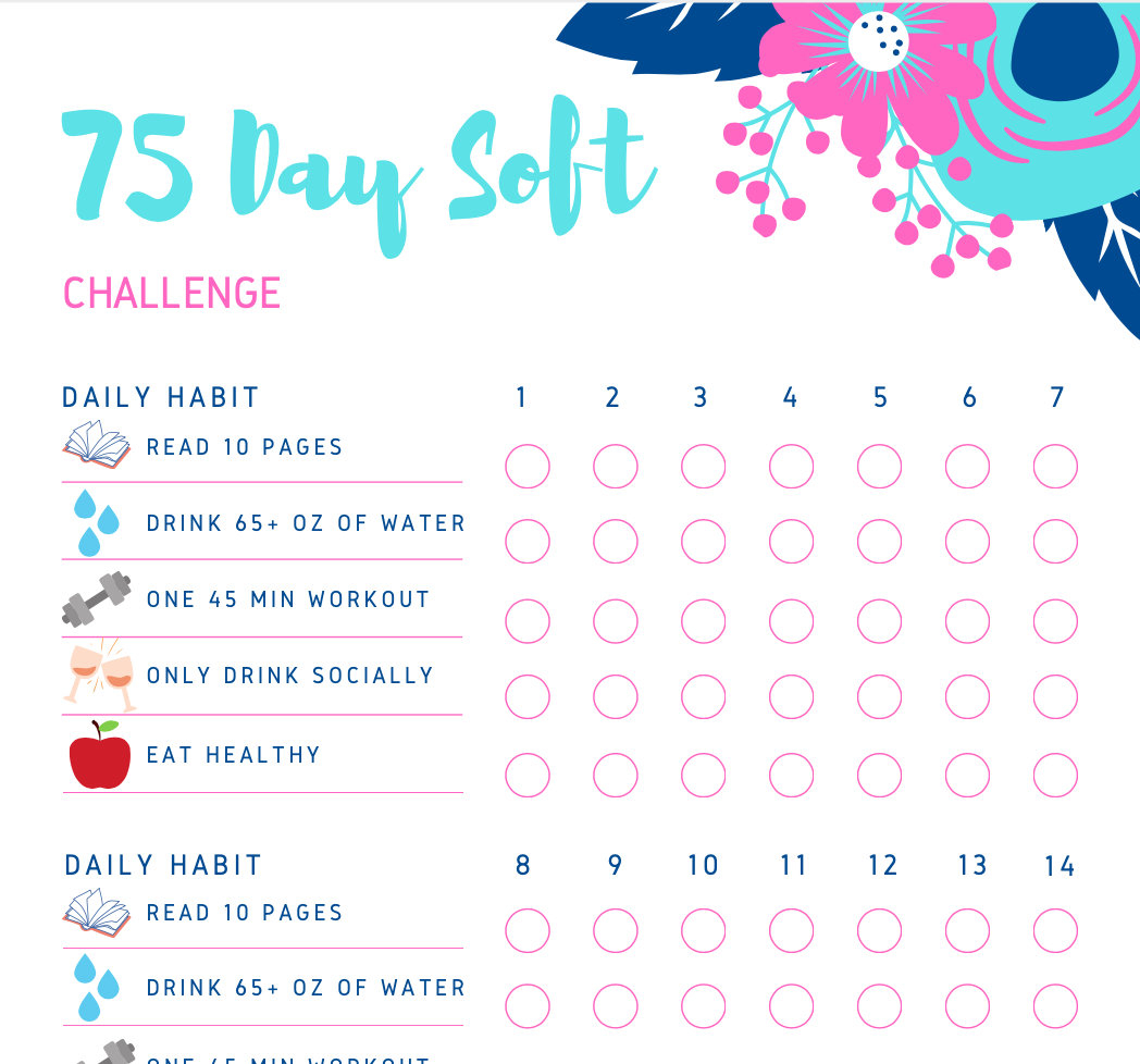 75 Soft Easy Challenge Habit Tracker Digital Download Etsy