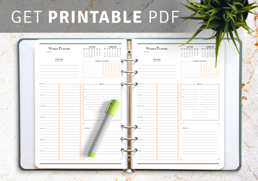 A4 PDF To Print Weekly Planner With To Do List And Habit Tracker 5 