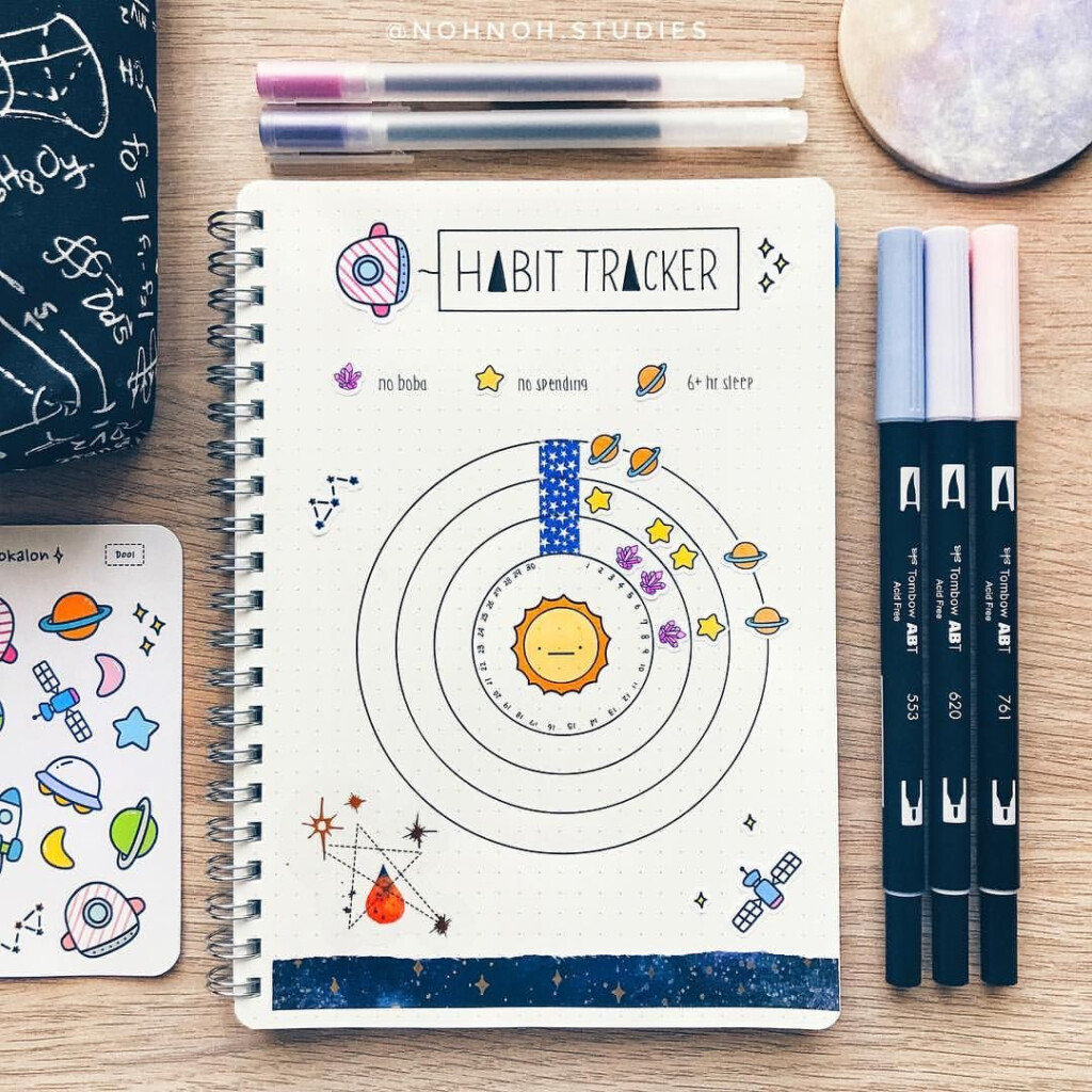 Back With The Galaxy Theme For This Month s Habit Tracker Instead Of 