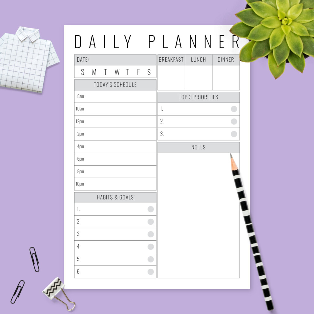 Daily Planner With Habit Tracker Template Printable Pdf All In One Photos