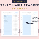 Editable Habit Tracker A5 Fillable Weekly Habit Tracker Goal Etsy