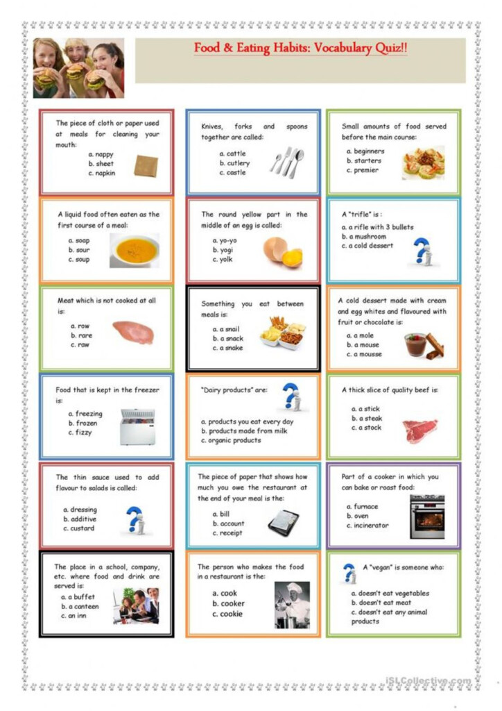 Ejercicio De Food And Eating Habits Vocabulary Quiz