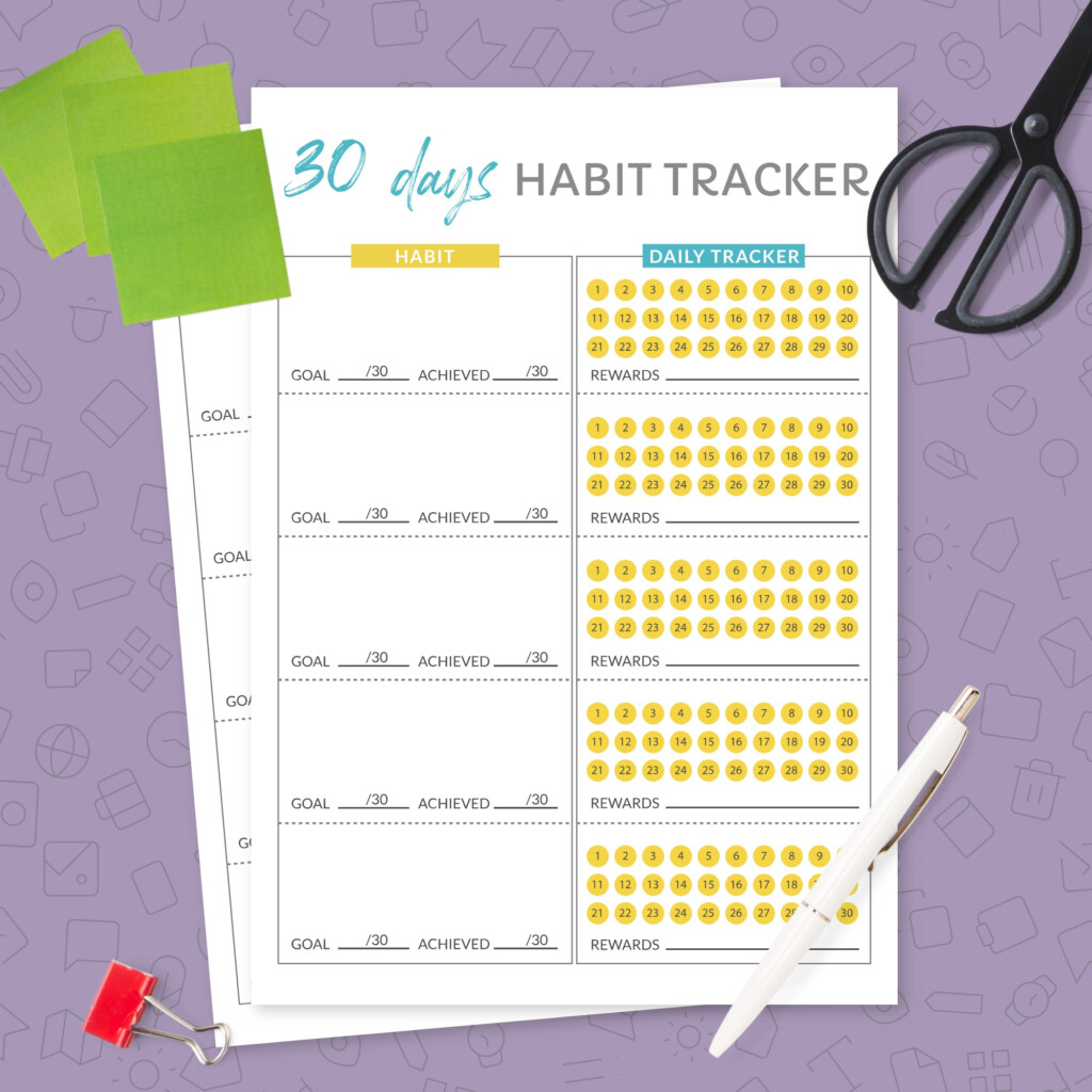 Free 30 Day Habit Tracker Printable To Crush Your Goals Habit Tracker 