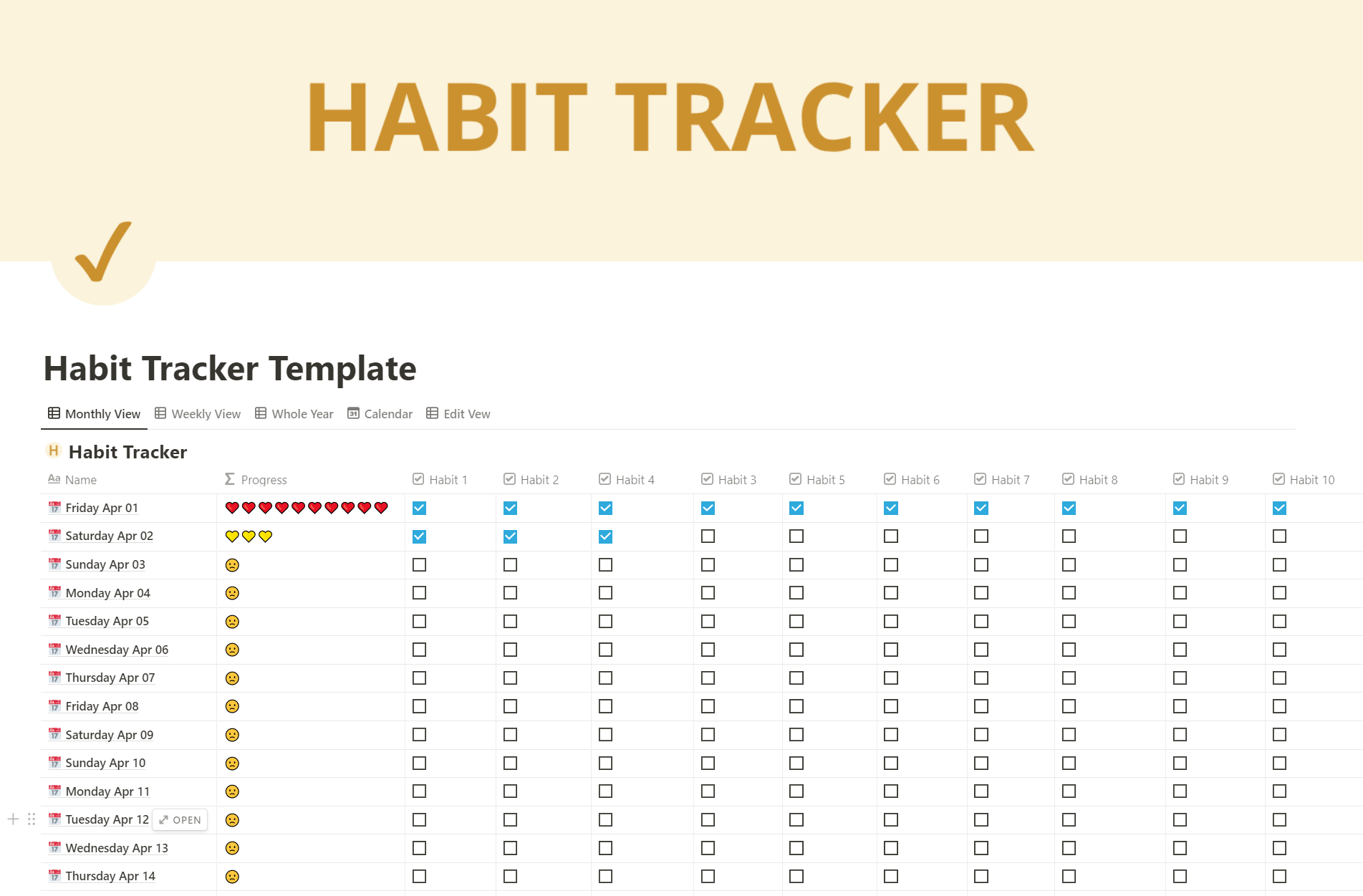 Free Notion Habit Tracker Template Notion Invoice Blog