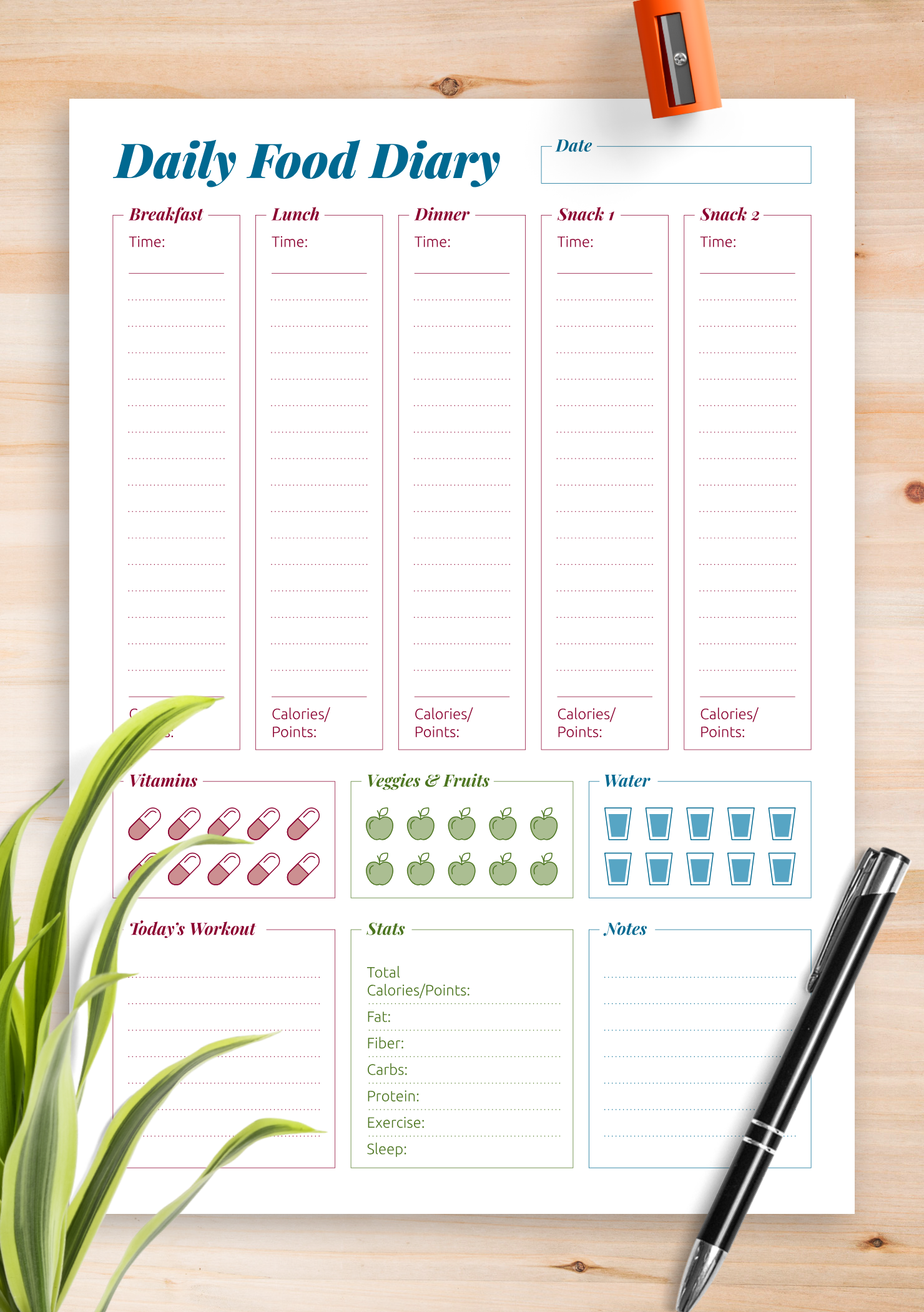 Free Printable Daily Food Diary Template Printable Templates