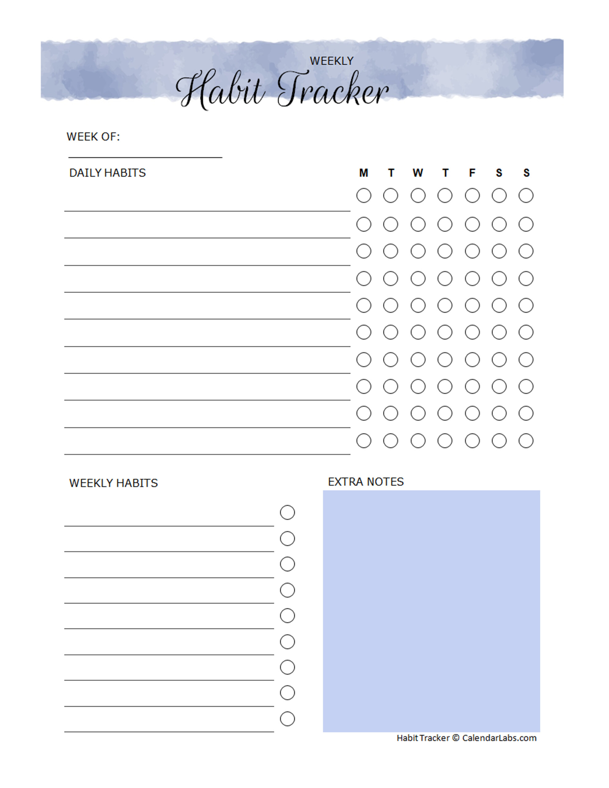 Free Printable Weekly Habit Tracker