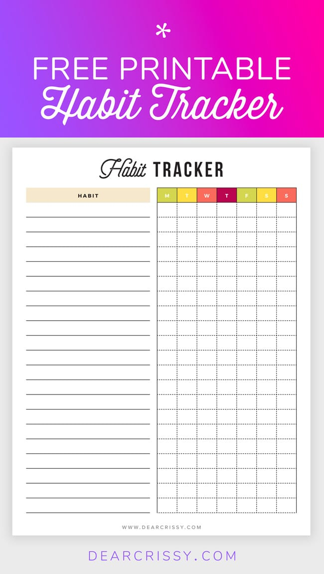 Free Printable Weekly Habit Tracker