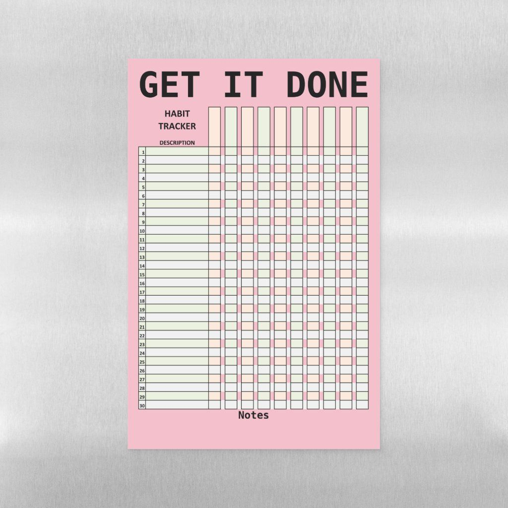 Get It Done Habit Tracker Magnetic Dry Erase Sheet