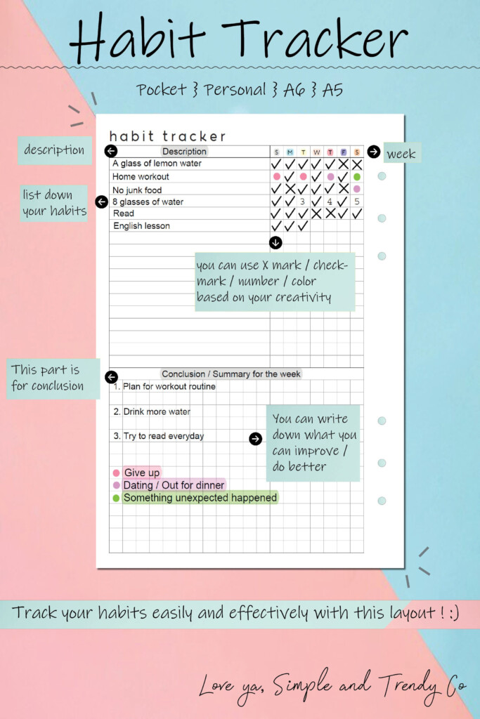 Goal Planner Habit Log Routine Tracking Habits Habit List Instant 