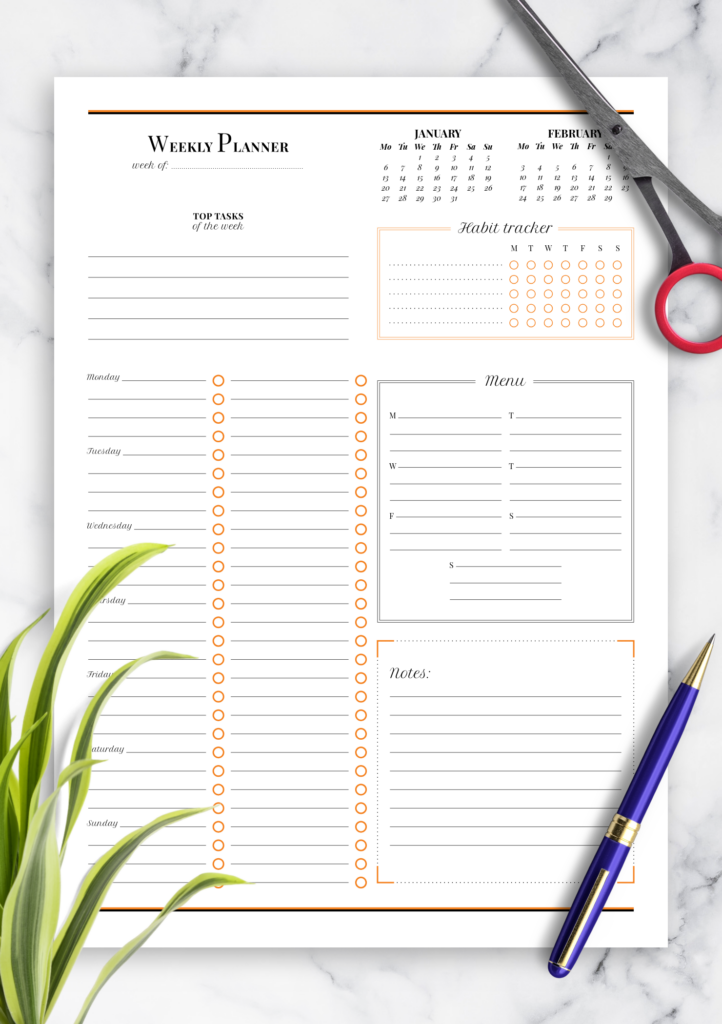 Goal Planner Routine Tracker Weight Loss Tracker Printable Weekly Habit 