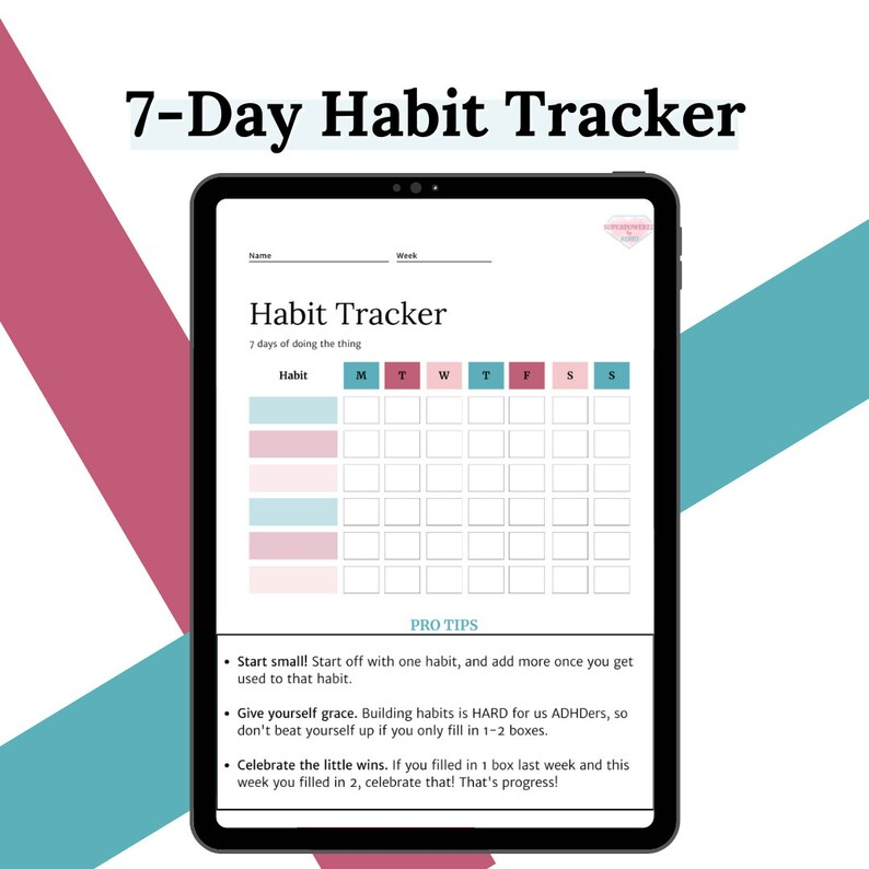 Habit Tracker ADHD Habit Tracker Weekly Habit Tracker Adult Etsy 