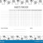 Habit Tracker Blank With Hand Drawn Doodle Texture Stock Vector