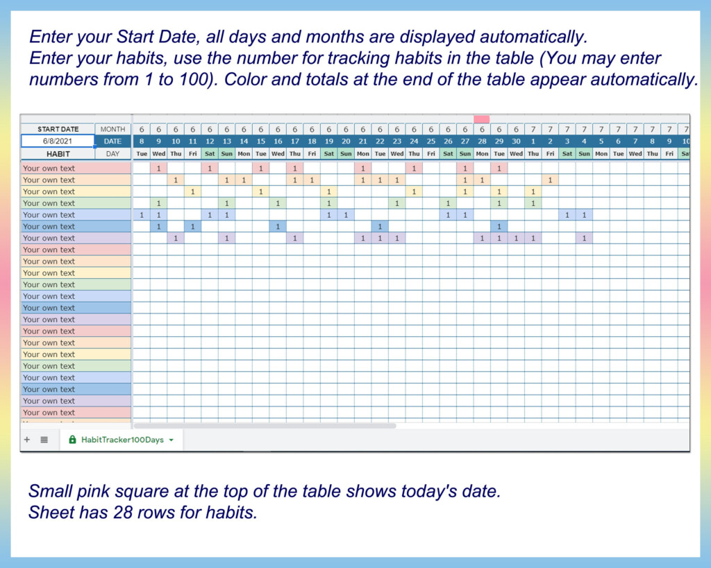 Habit Tracker Excel Habit Tracker Spreadsheet Monthly Habit Etsy Espa a