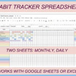 Habit Tracker Excel Habit Tracker Spreadsheet Monthly Habit Tracker