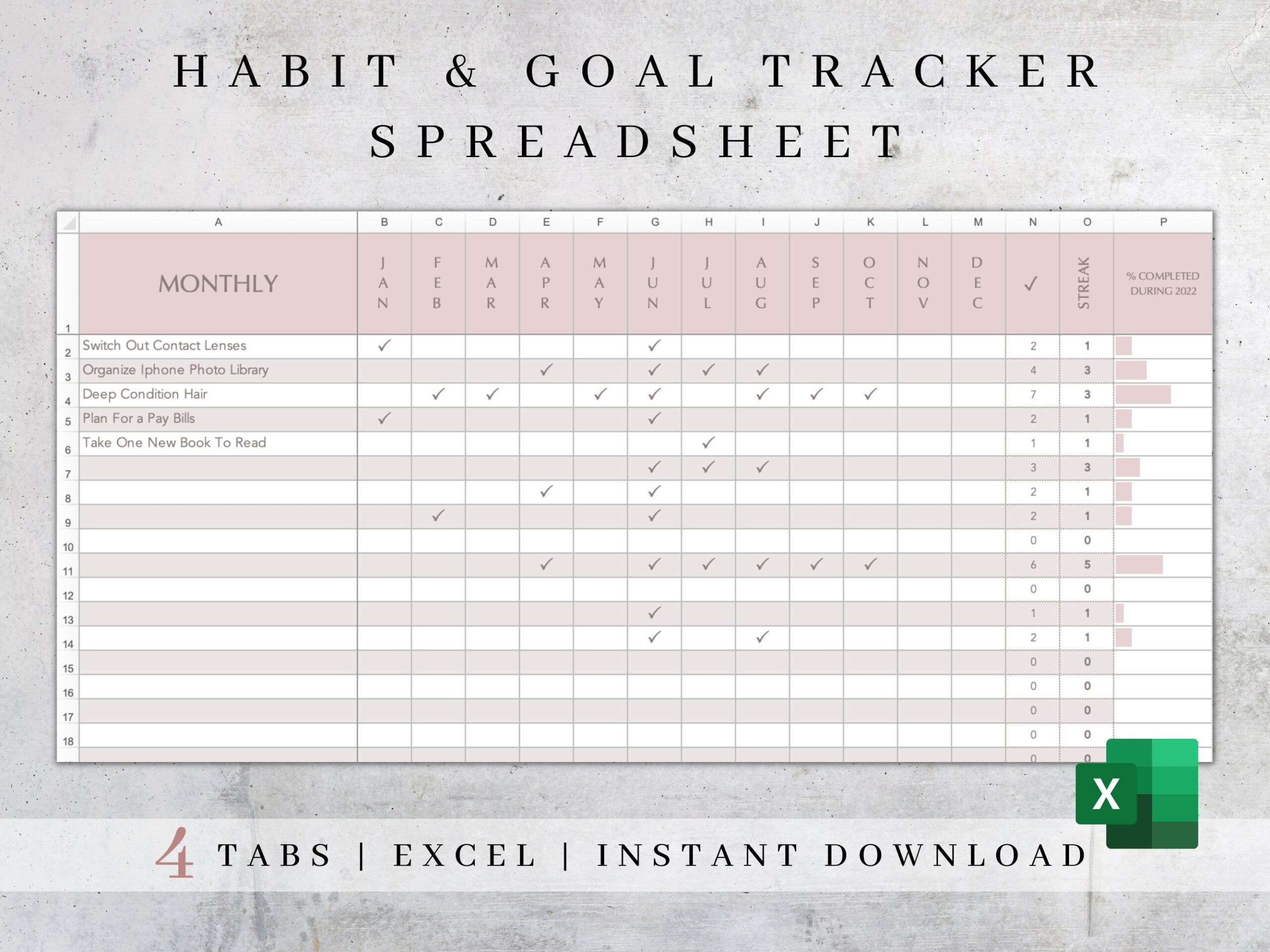 Habit Tracker Excel Habit Tracker Spreadsheet Template Etsy In 2022