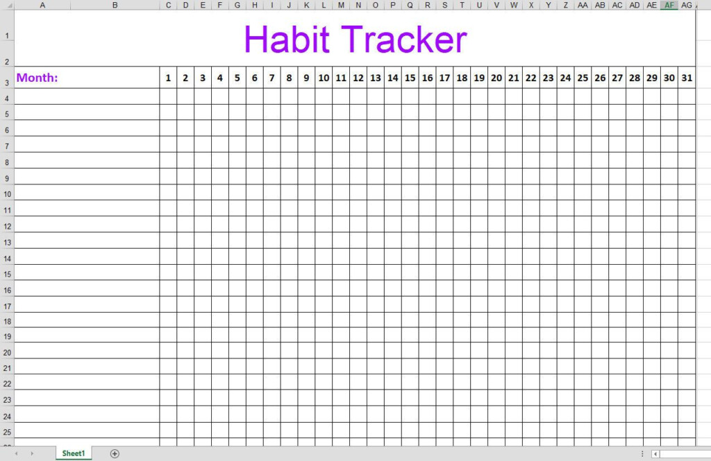 Habit Tracker Excel Template Free Portal Tutorials