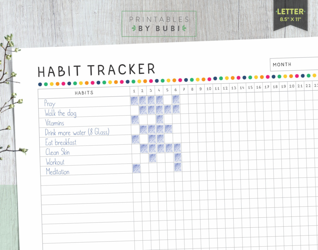 Habit Tracker Goal Tracker 30 Day Challenge Healthy Habits Etsy
