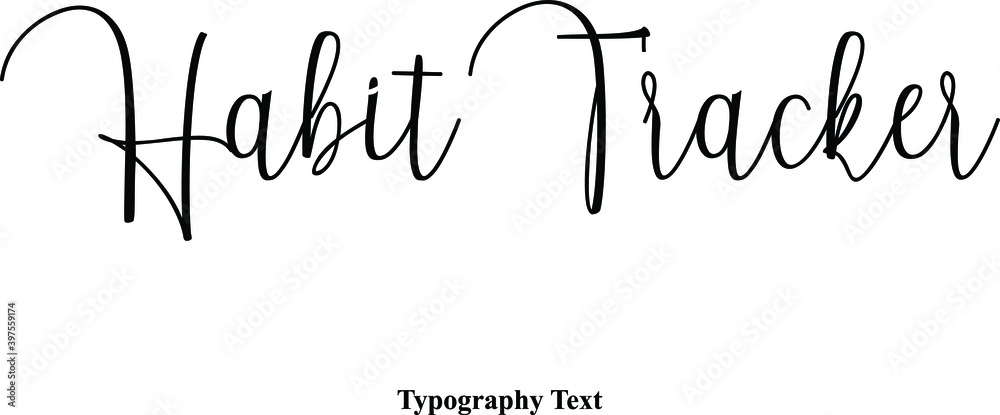 Habit Tracker Handwritten Cursive Typography Text Phrase Stock Vector 