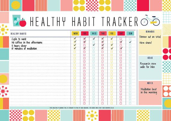 Habit Tracker Health Tracker Printable Planner Health Etsy Health 