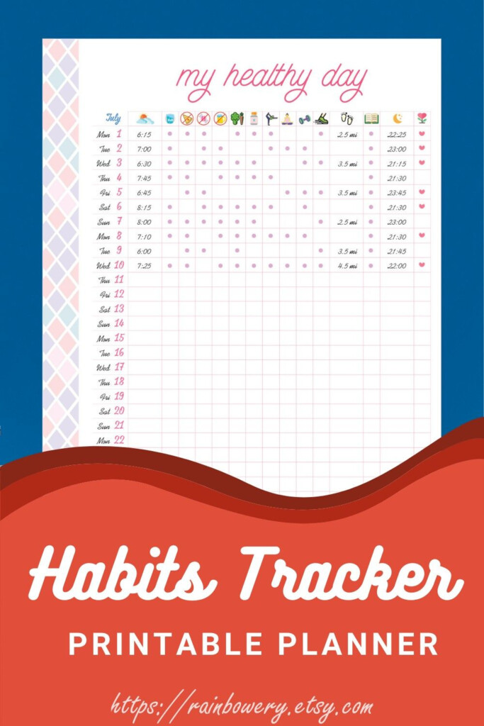 Habit Tracker Healthy Habit Tracker Printable Template Etsy Habit 