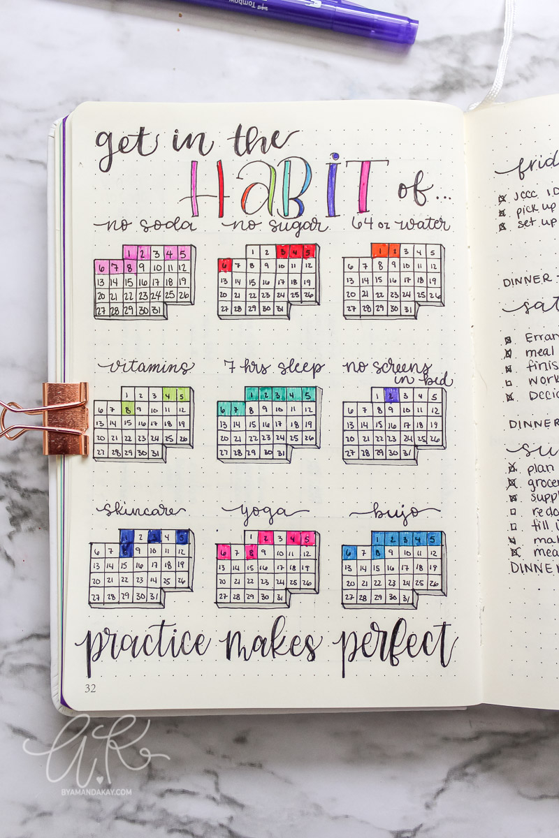 Habit Tracker Ideas For Bullet Journaling What To Track By Amanda Kay