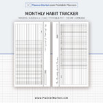 Habit Tracker Monthly Habit Tracker Planner Pages Personal Size