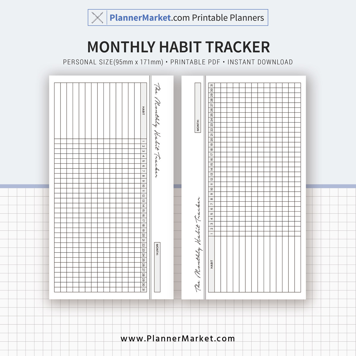 Habit Tracker Monthly Habit Tracker Planner Pages Personal Size 