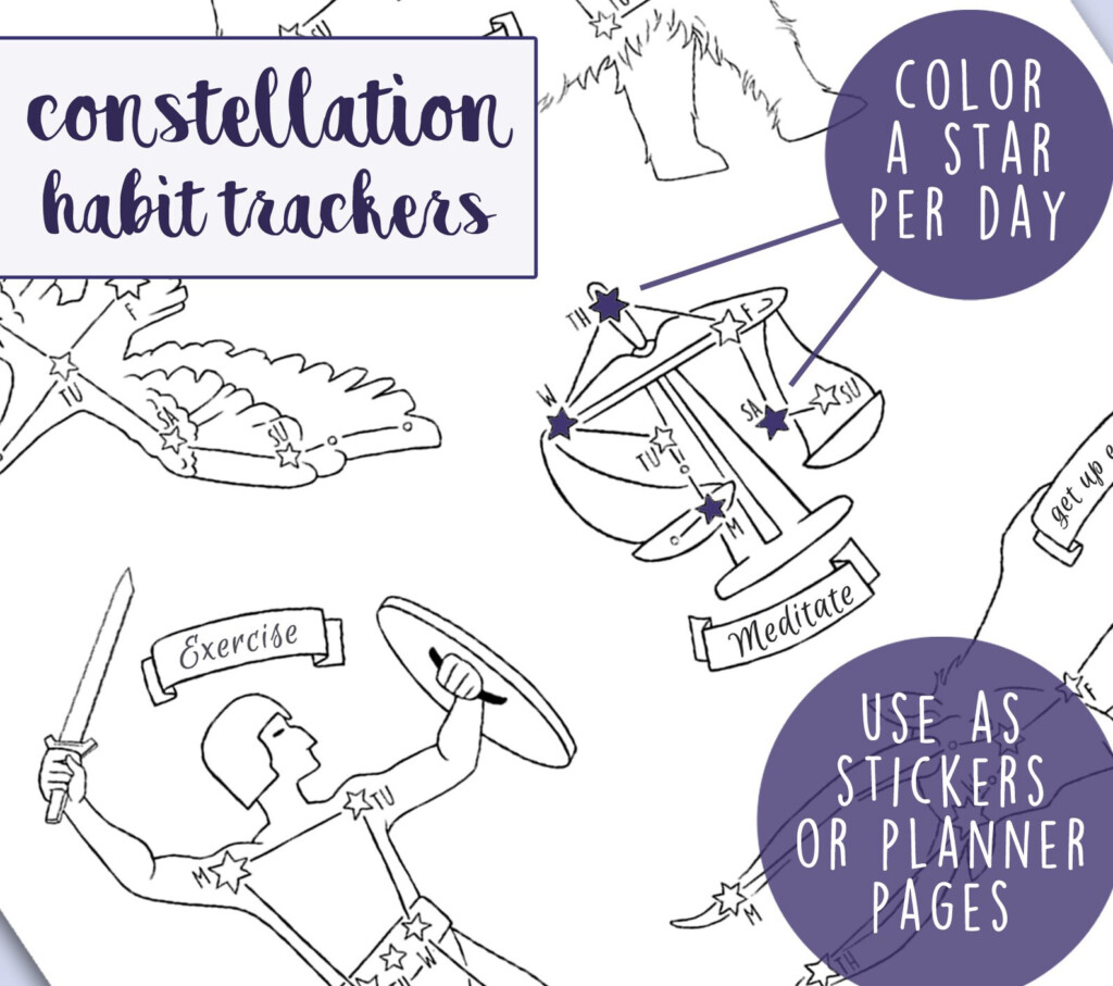 Habit Tracker Planner Stickers Constellation Weekly Habit Etsy