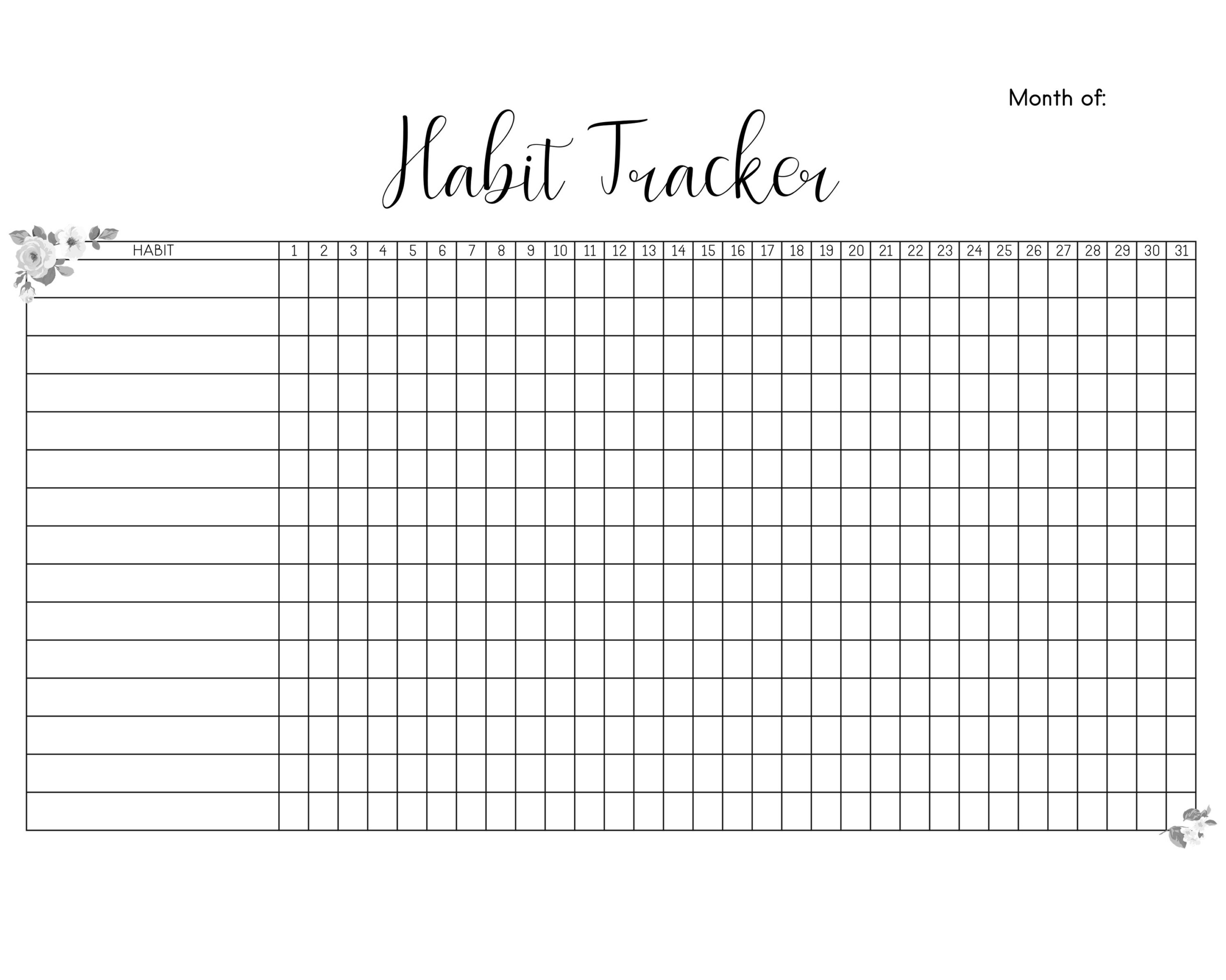 Habit Tracker Printable Free