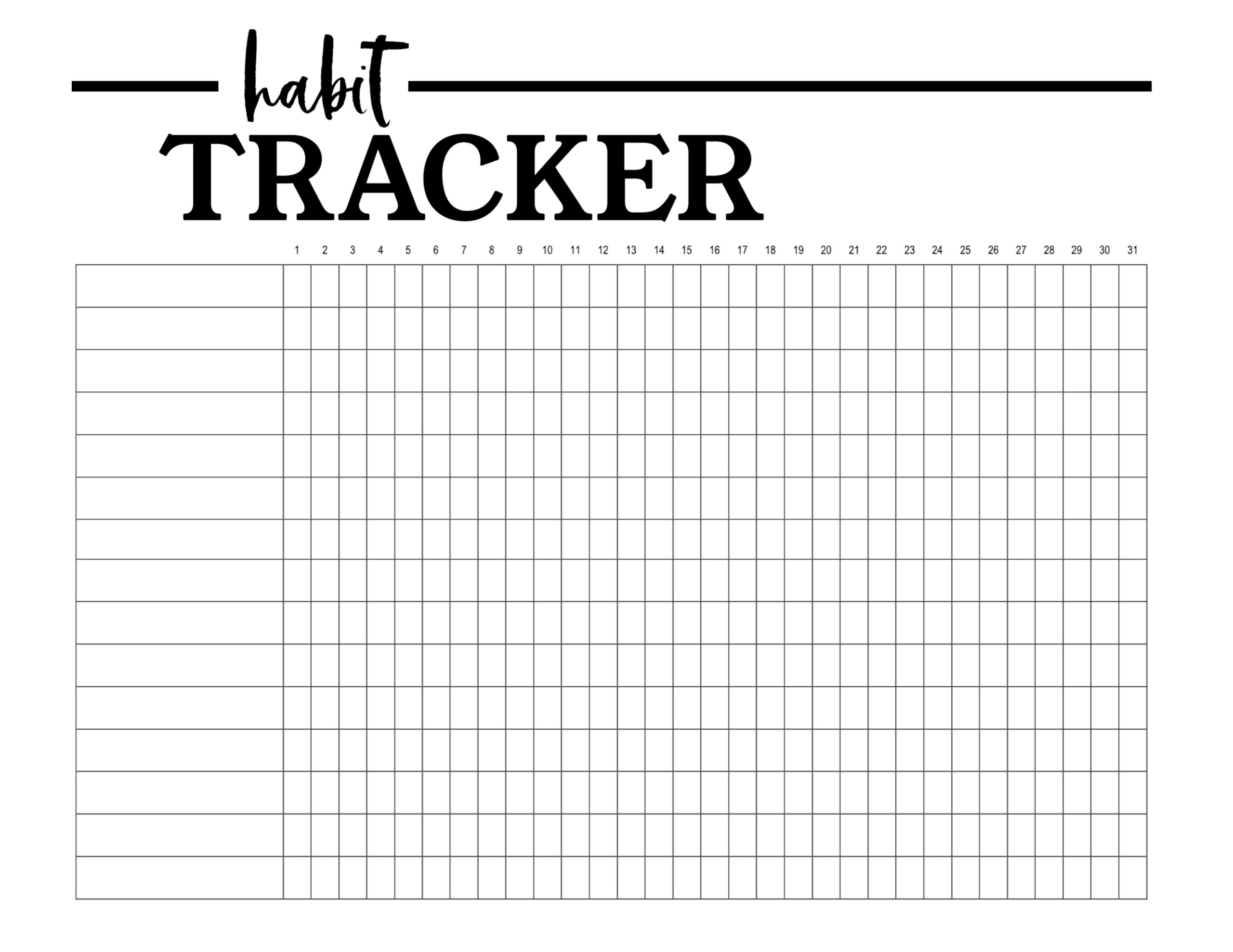 Habit Tracker Printable Planner Template Paper Trail Design