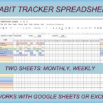 Habit Tracker Spreadsheet Habit Tracker Template Editable Monthly