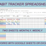 Habit Tracker Spreadsheet Habit Tracker Template Editable Monthly Weekly Habit Tracker Habit