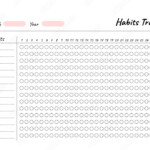 Habits Tracker Printable Template Blank White Notebook Page A4 Coloso