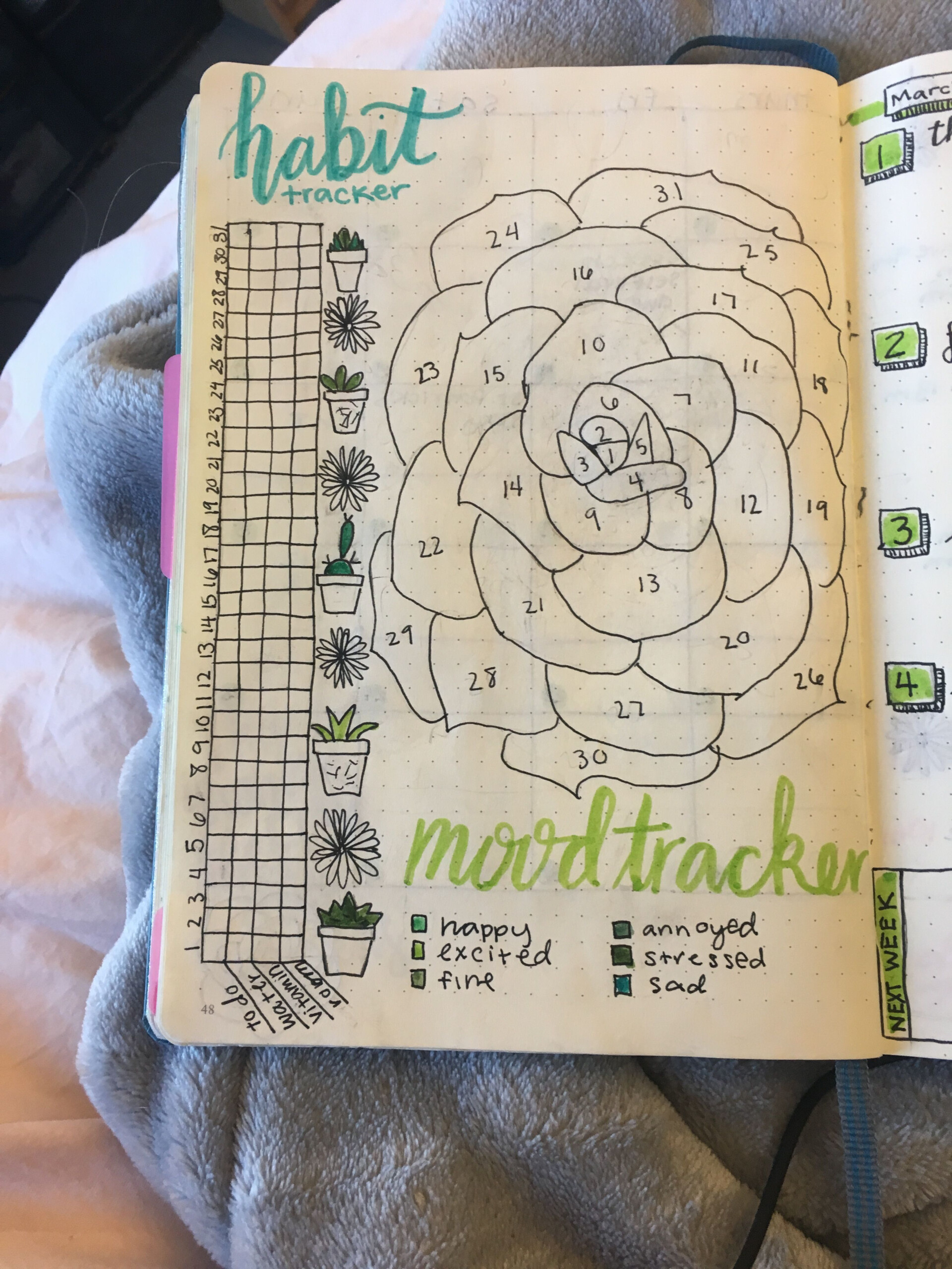 March Mood And Habit Trackers Bullet Journal Tracker Planner Bullet