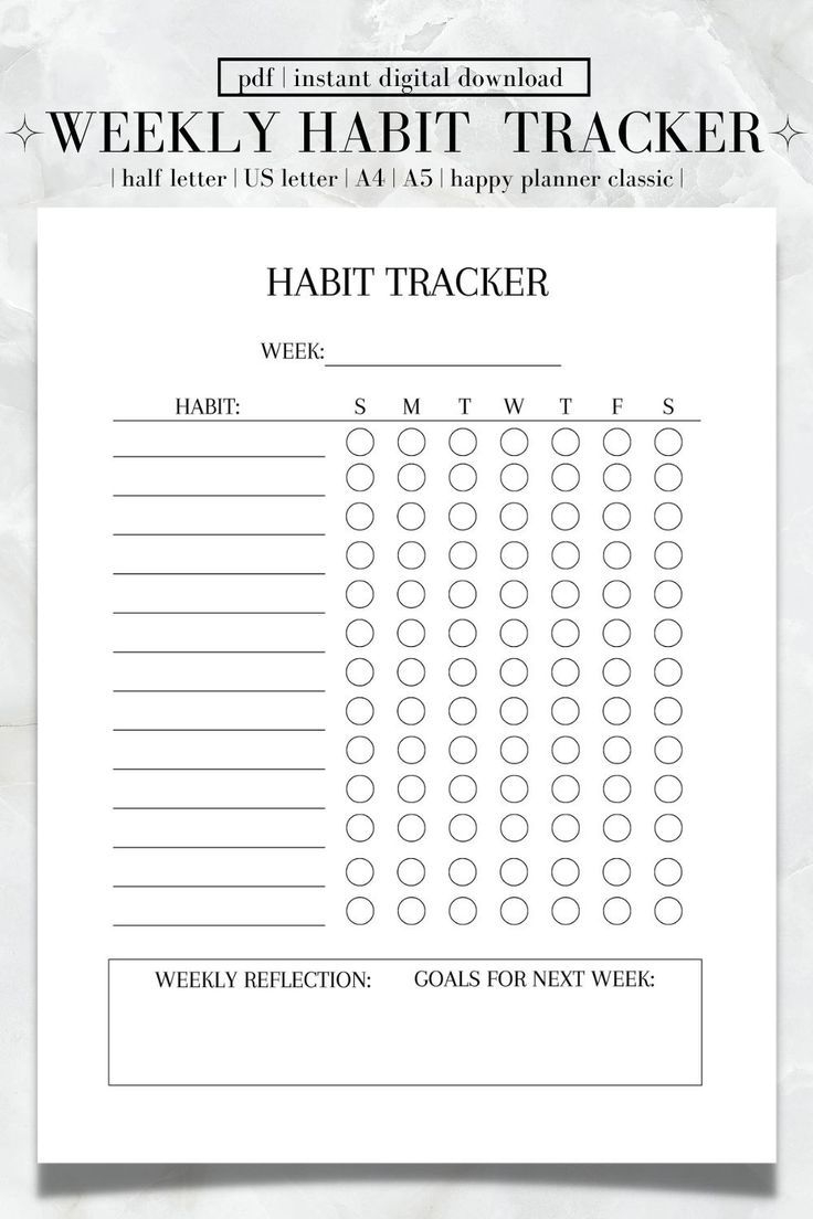 Minimalist Weekly Habit Tracker Printable Habit Tracker Etsy Habit 