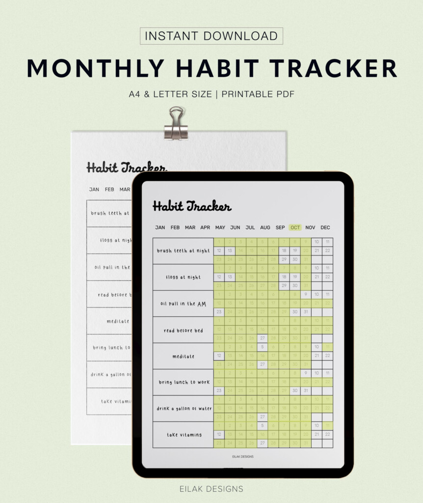 Monthly Habit Tracker Digital Download