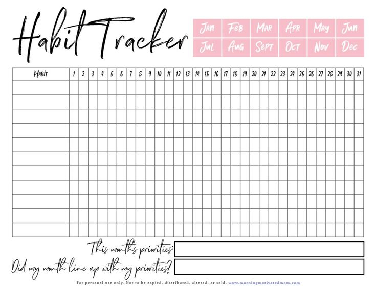 Monthly Habit Tracker Printable 