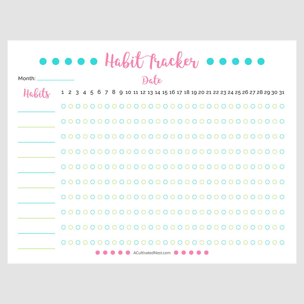 Monthly Habit Tracker Printable D33