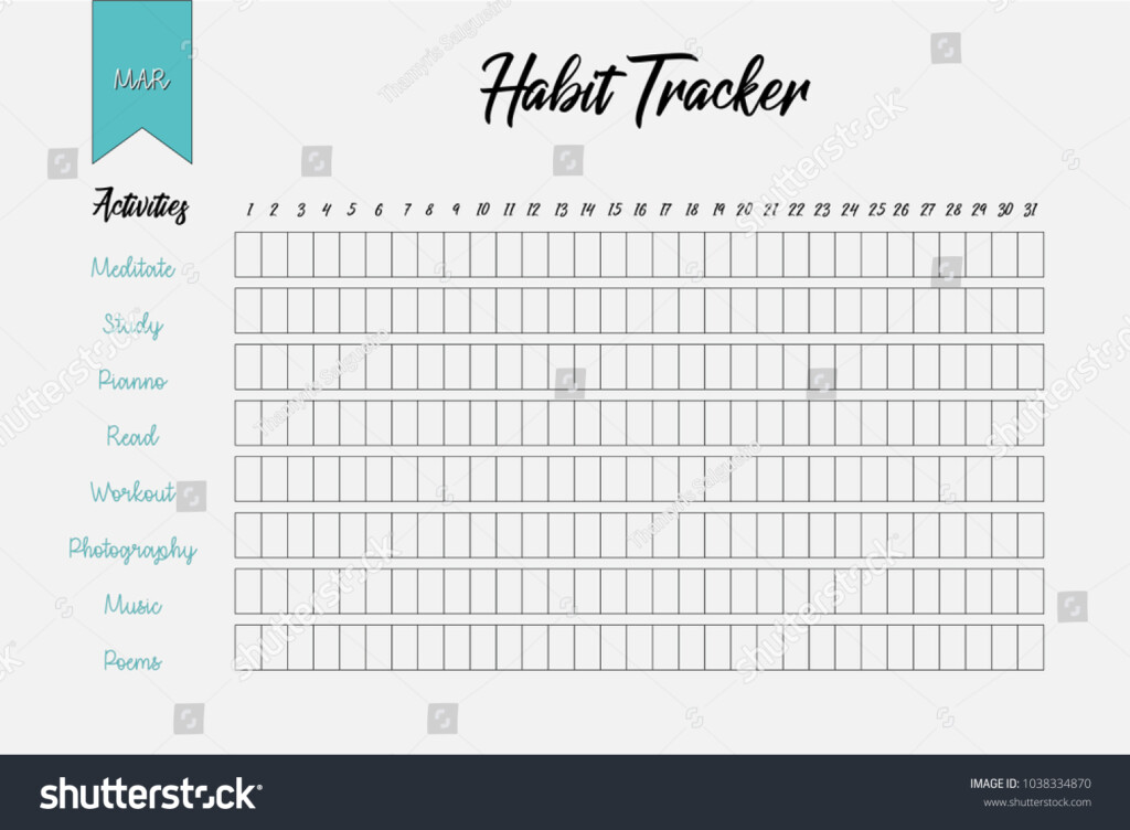 Monthly Planner Habit Tracker Template Image Vectorielle De Stock 