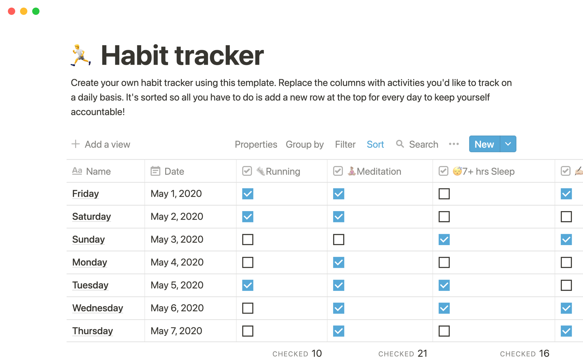 Notion Habit Tracker Aesthetic