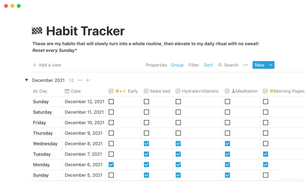 Notion Template Gallery Habit Tracker
