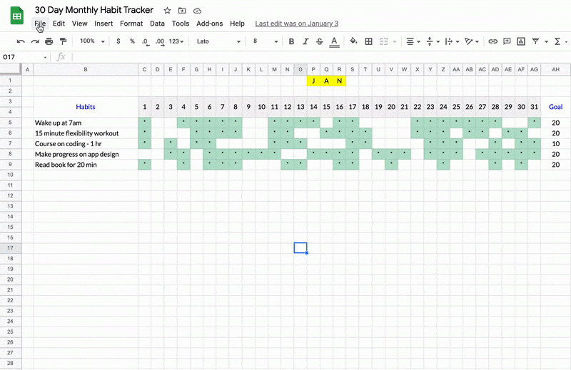 Paper Habit Tracker Excel Template Editable Sheet Habit Log Habit Excel 