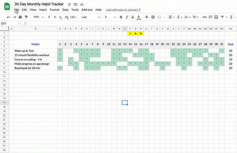 Paper Party Supplies Editable Sheet Habit Tracker Excel Template Habit Log Habit List Routine 