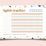 Paper Party Supplies Printable Planner Habit Tracker Template Daily