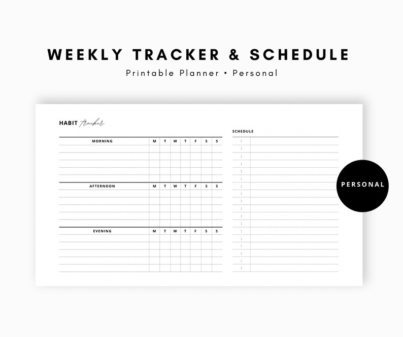 Personal Habit Tracker Printable Hourly Planner Printable Etsy Ireland