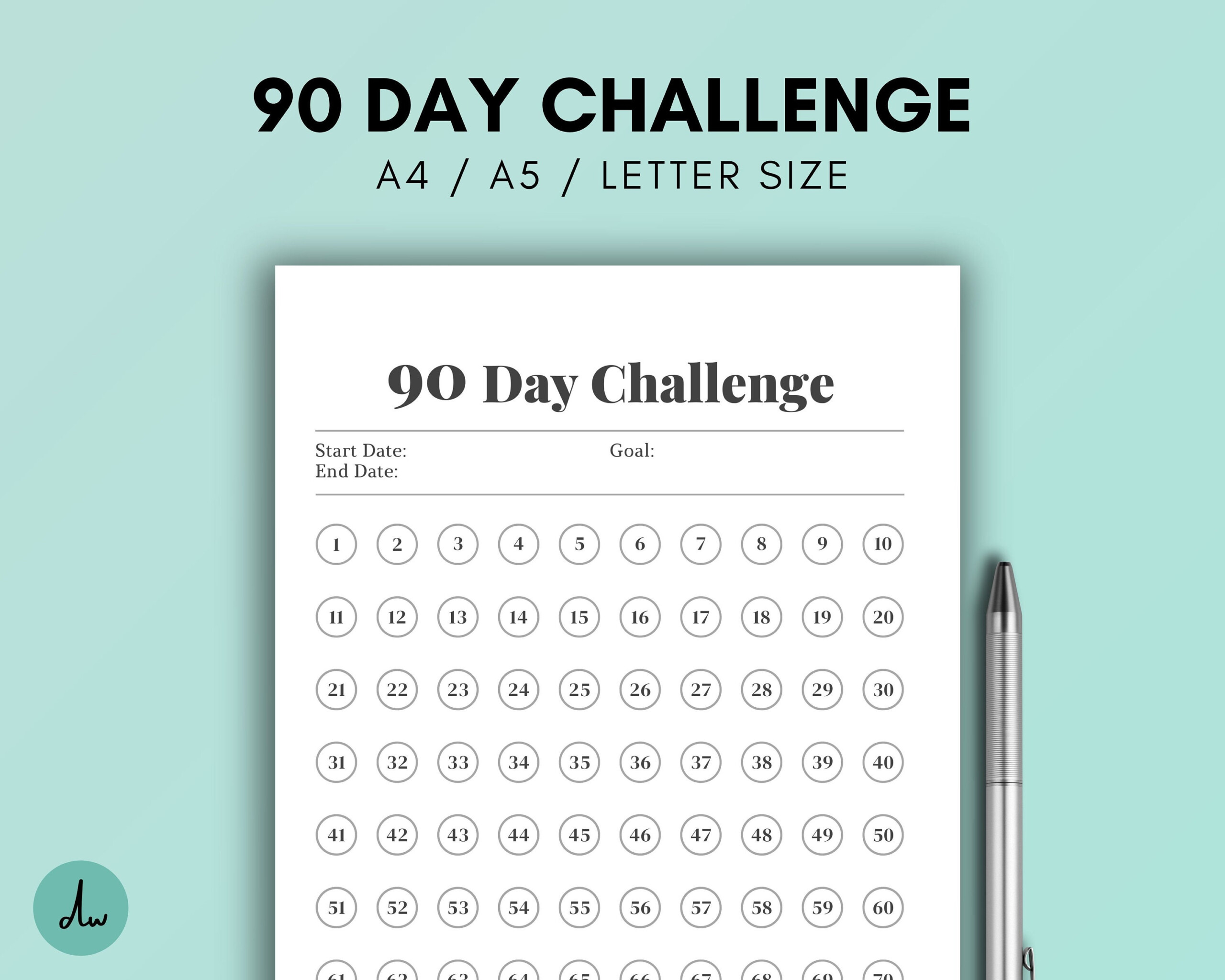 Printable 90 Day Habit Tracker 90 Days Challenge Minimal Etsy Australia