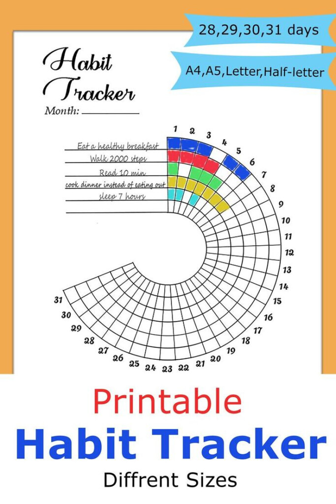 Printable Circle Habit Tracker Monthly Intention Wheel Etsy In 2021 