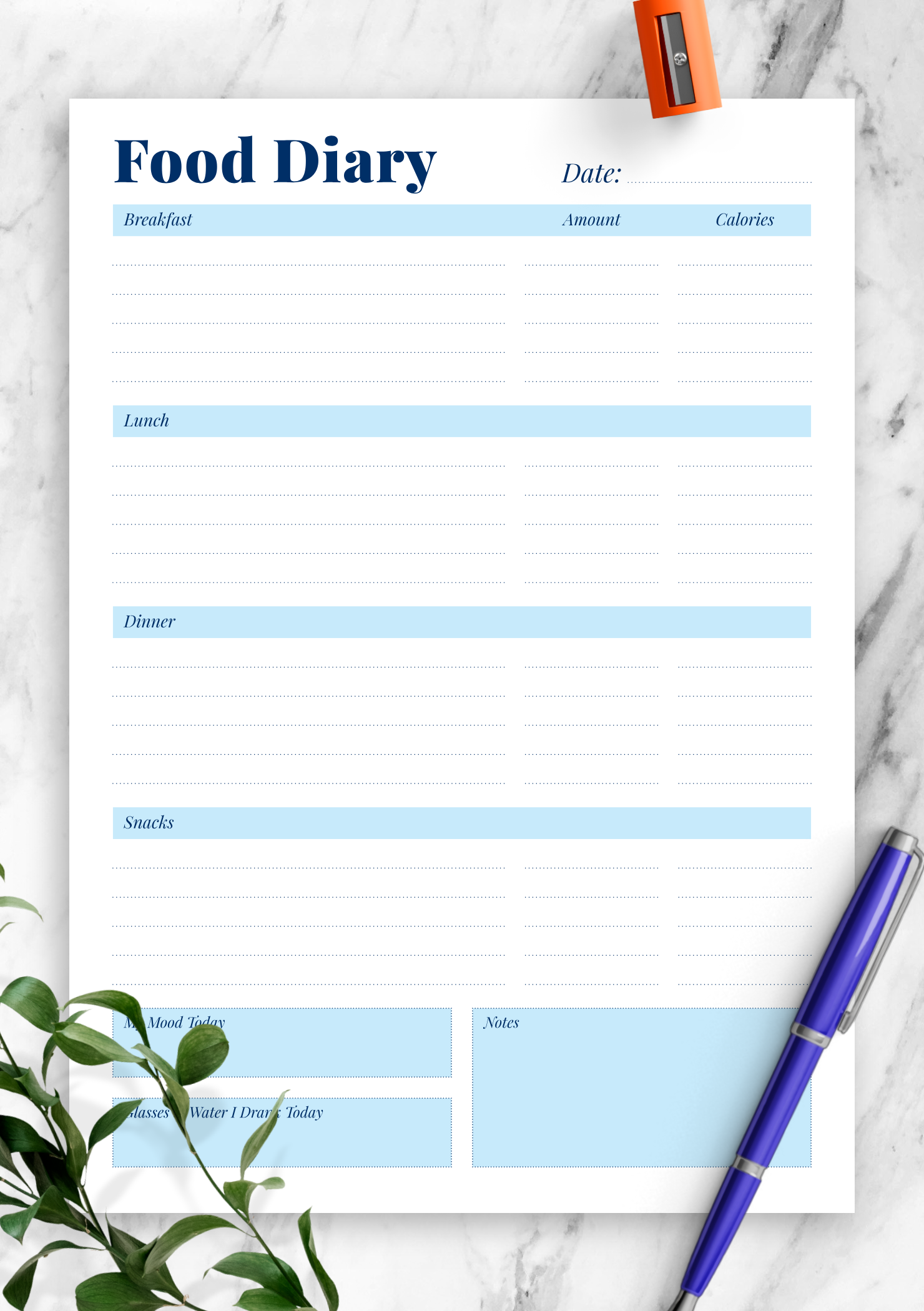 Printable Food Journal Template Free Printable Templates