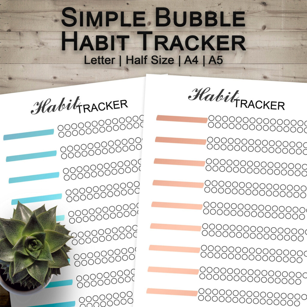 PRINTABLE Monthly Habit Tracker Bubble Habit Tracker Insert Etsy